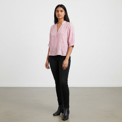 Cotton Blend V Neck Top for Everyday Comfort