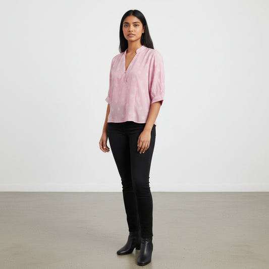 Cotton Blend V Neck Top for Everyday Comfort