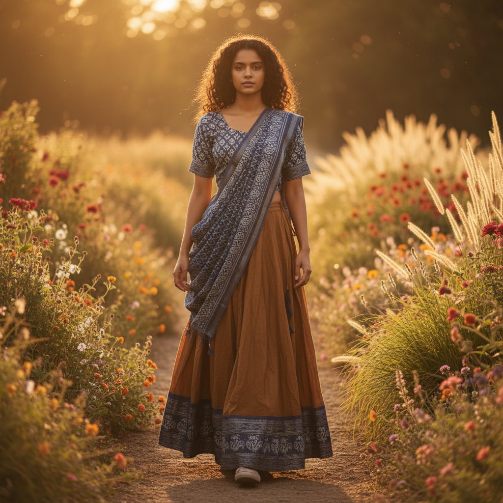 Silk Ikkat Lehenga Gap Border