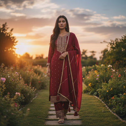 Silk Blend Sleeveless Kurta Set