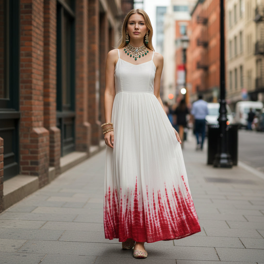 Cotton Silk Long Frock Designer Dress