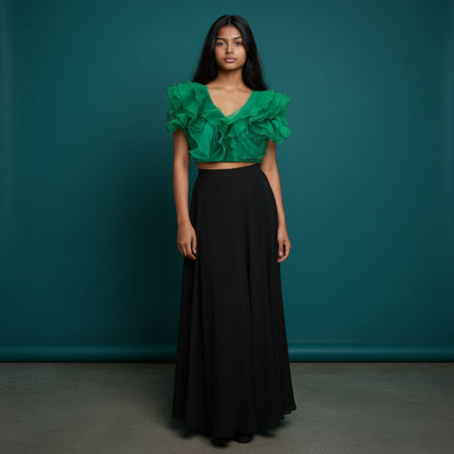 Organza Multi-Layer Ruffle Designer Blouse