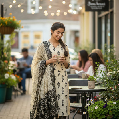 Cotton Straight-fit Kurta Set