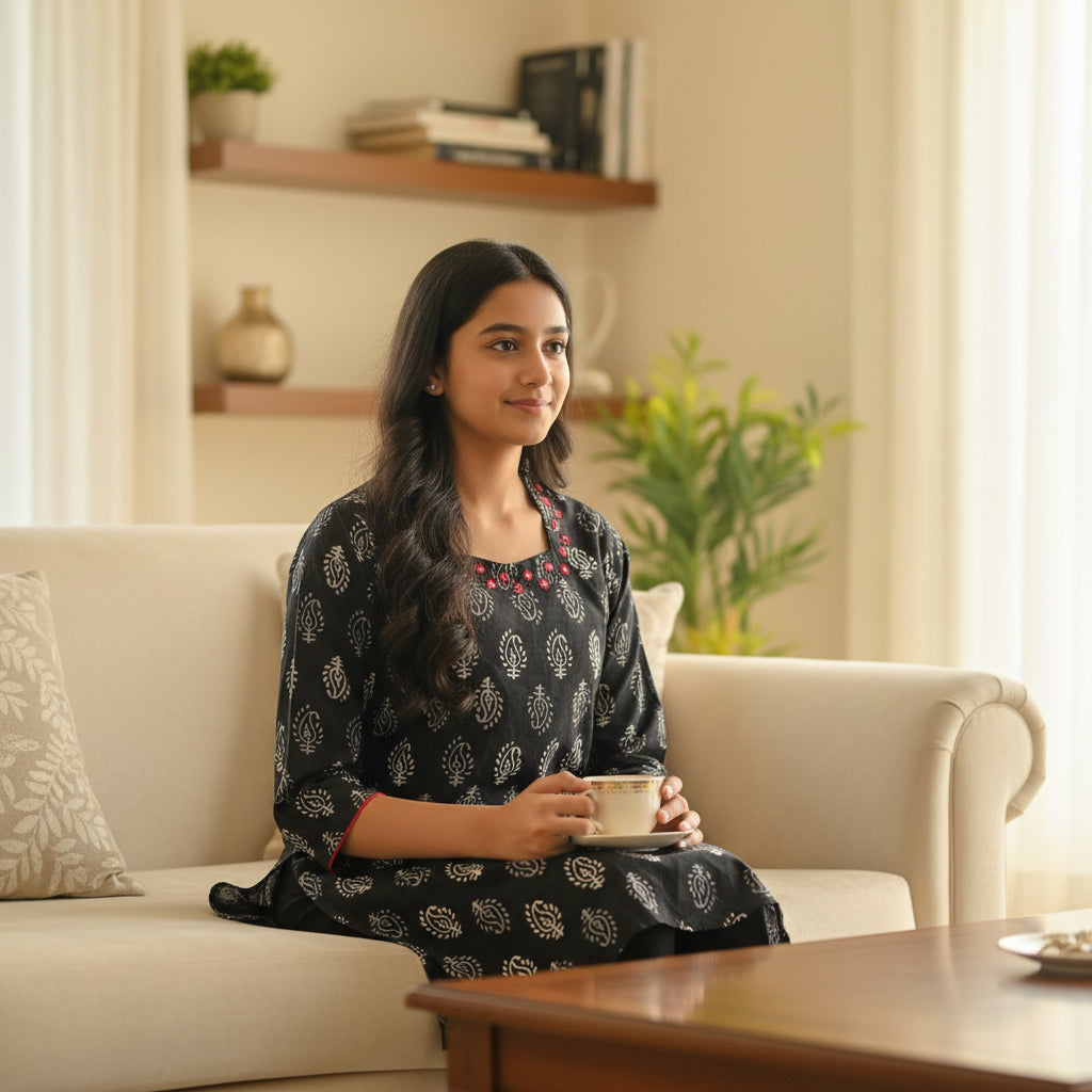 Cotton Square-neck Tunic for Everyday Wear