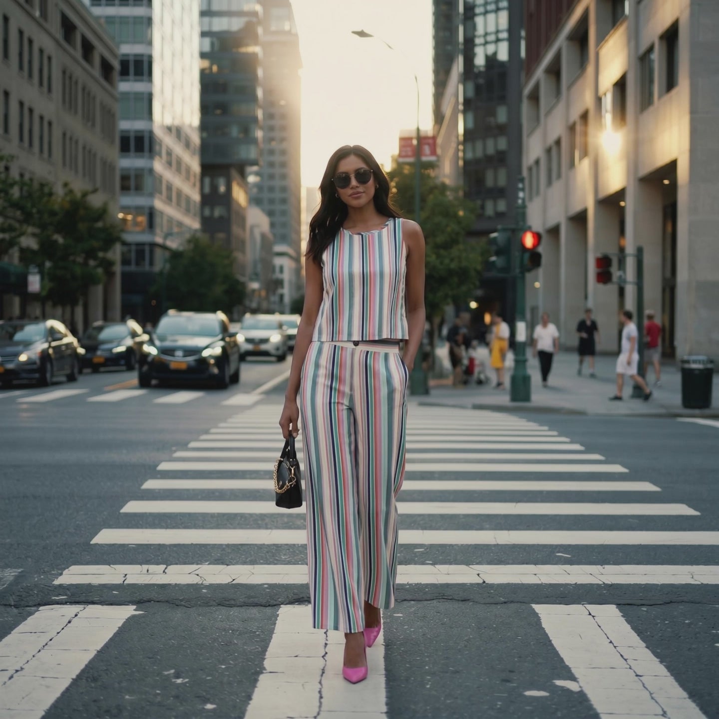 Pastel Multi-Stripe Sleeveless Co-Ord Set
