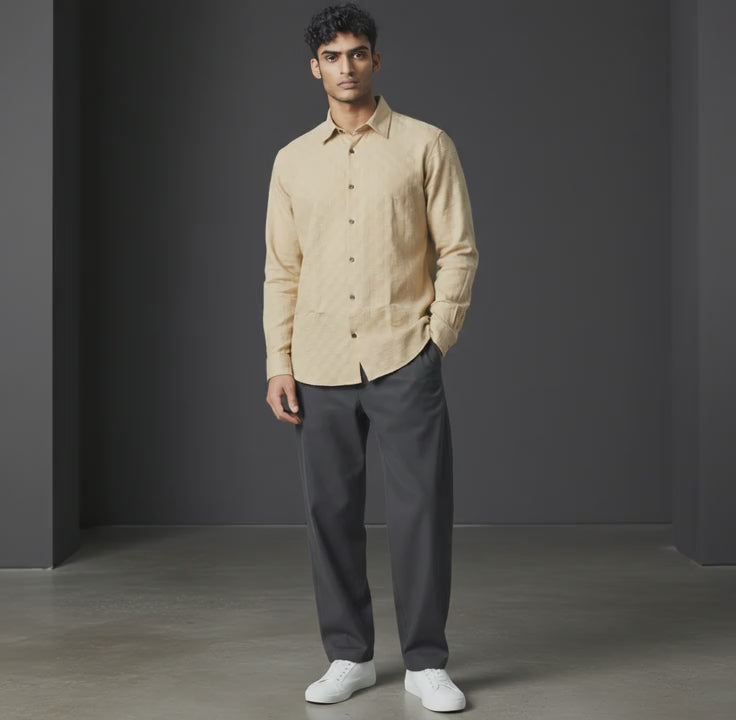 Cotton Polyester Blend Button-Up Shirt
