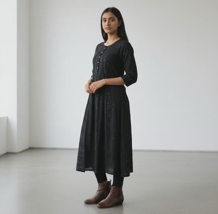 Georgette Frock Chikankari with Sequence