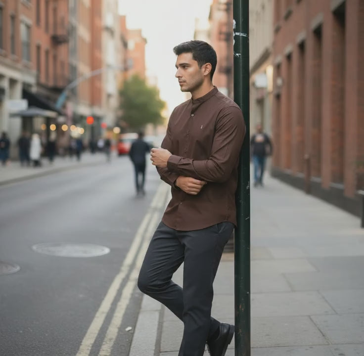 Cotton Polyester Button-Up Shirt