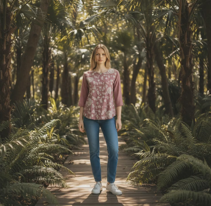 Cotton Blend Tunic All Over Vine Embroidery