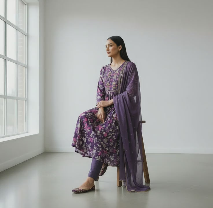 Cotton Floral Print Kurta Set