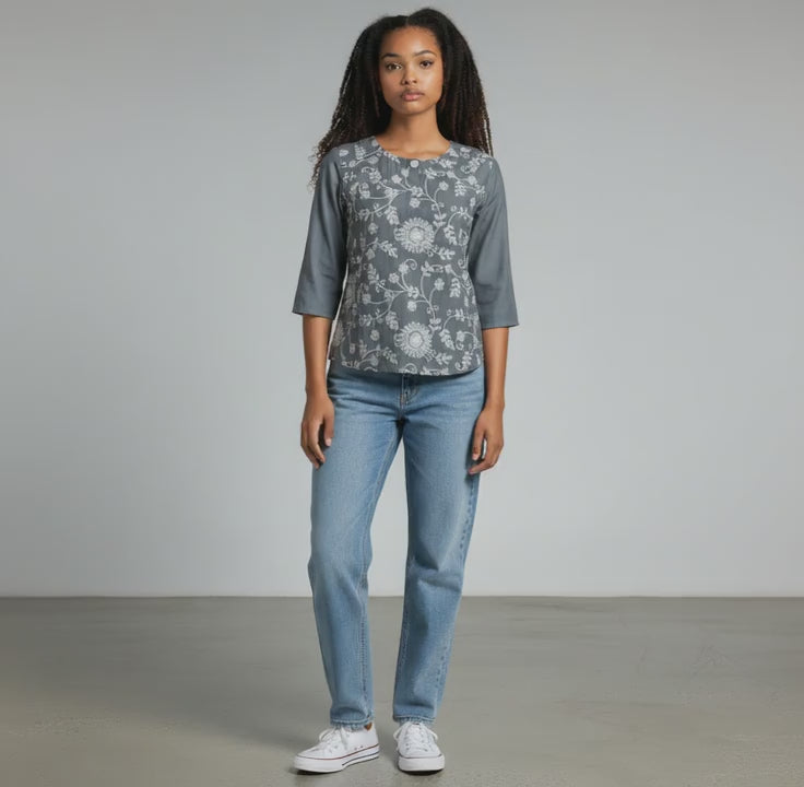 Cotton Blend All Over Vine Tunic