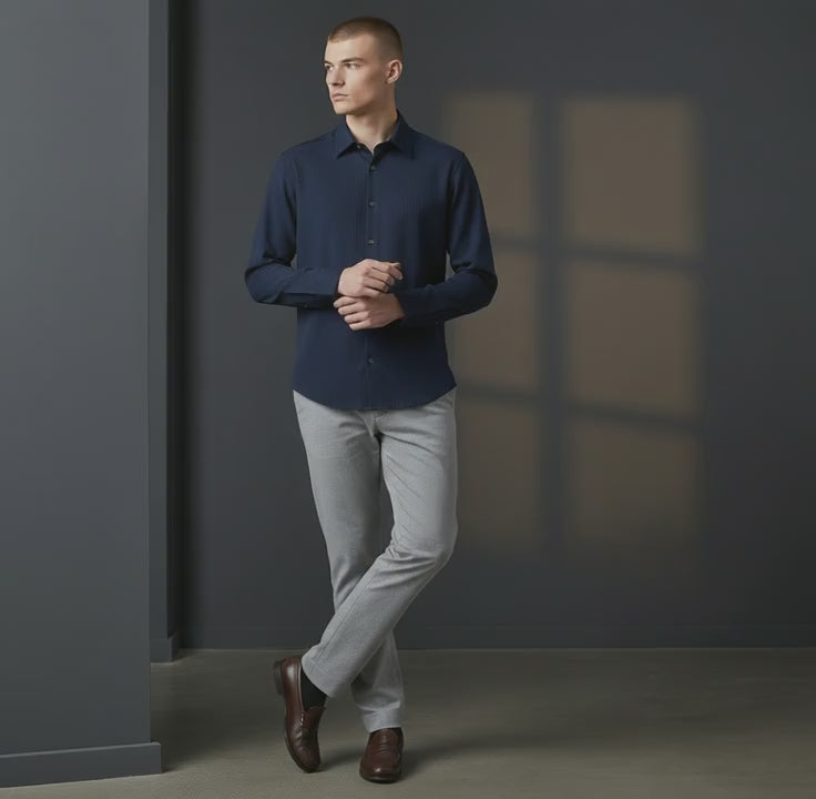 Cotton Blend Button-Up Shirt
