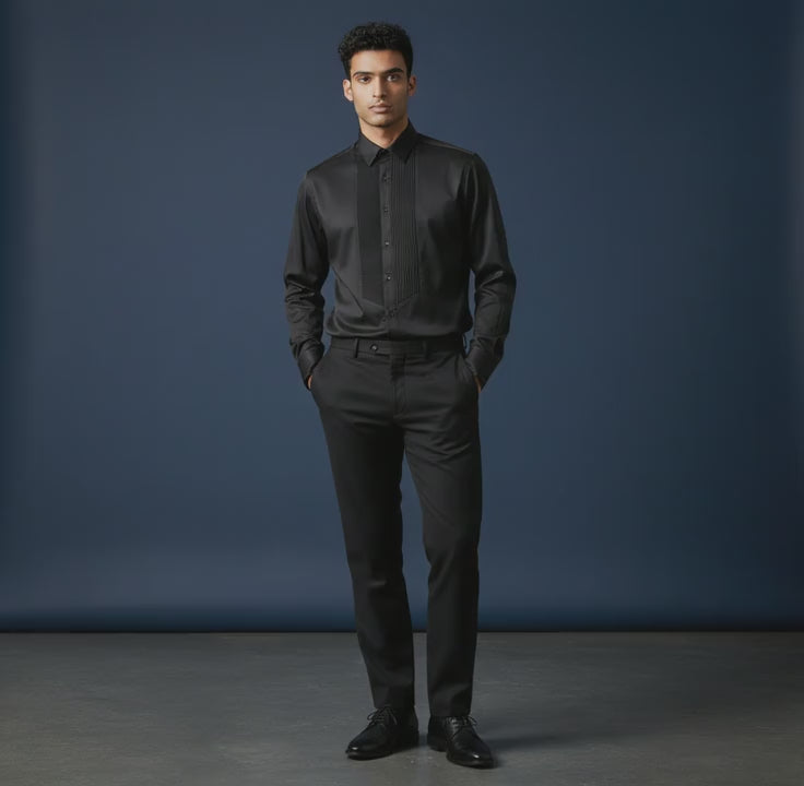 Cotton-Polyester Shirt Black Tuxedo