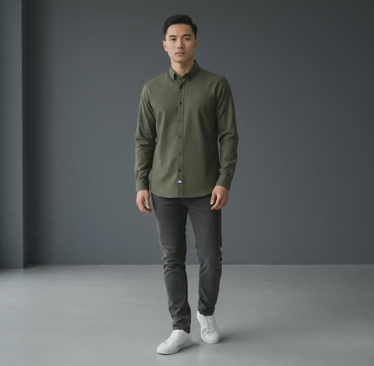 Cotton Polyester Button-Up Shirt
