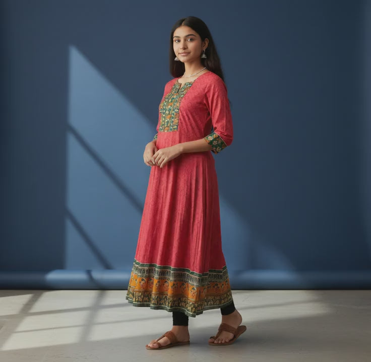 Georgette Frock Bandhini Inspired Motifs