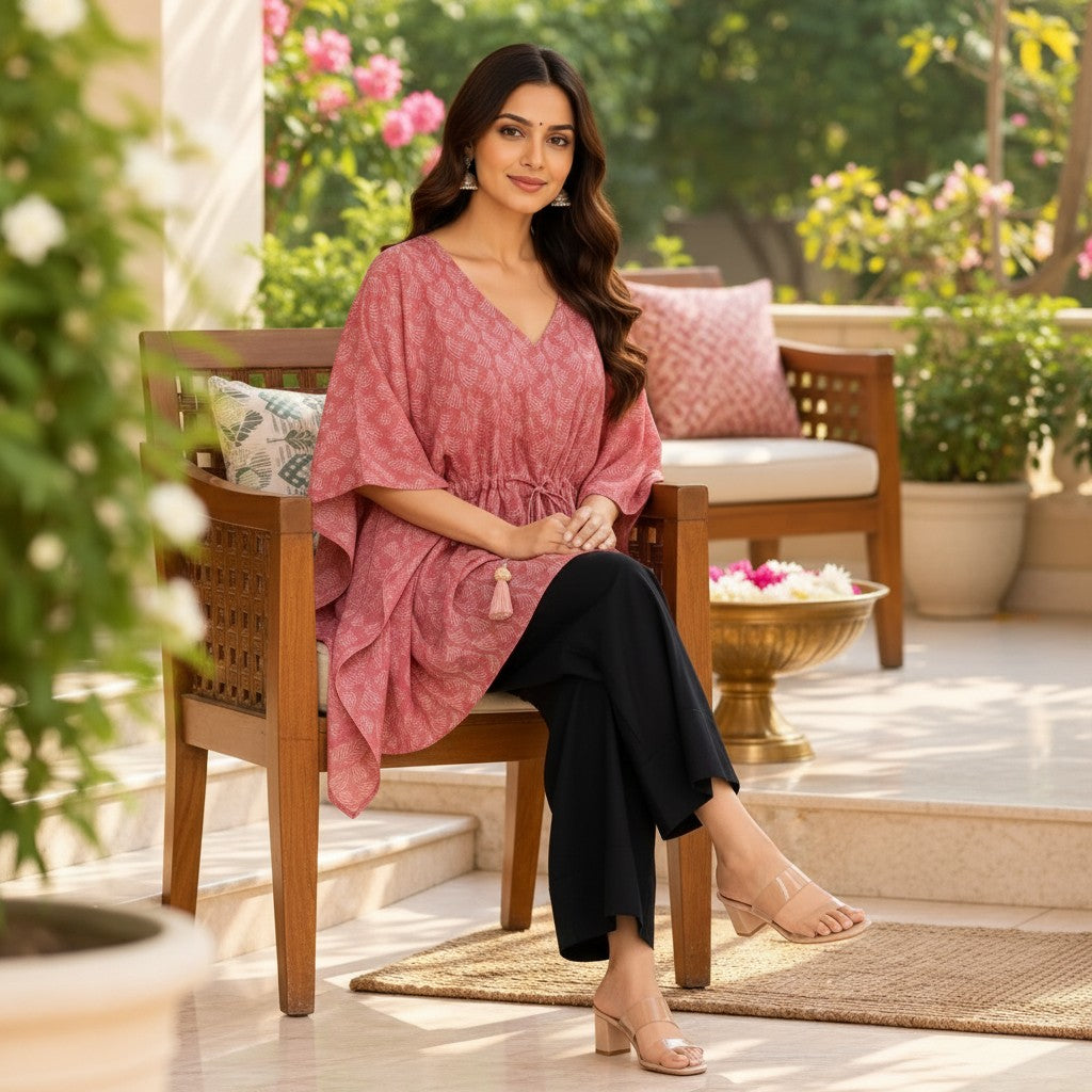 Dusty Rose Printed Kurti Set