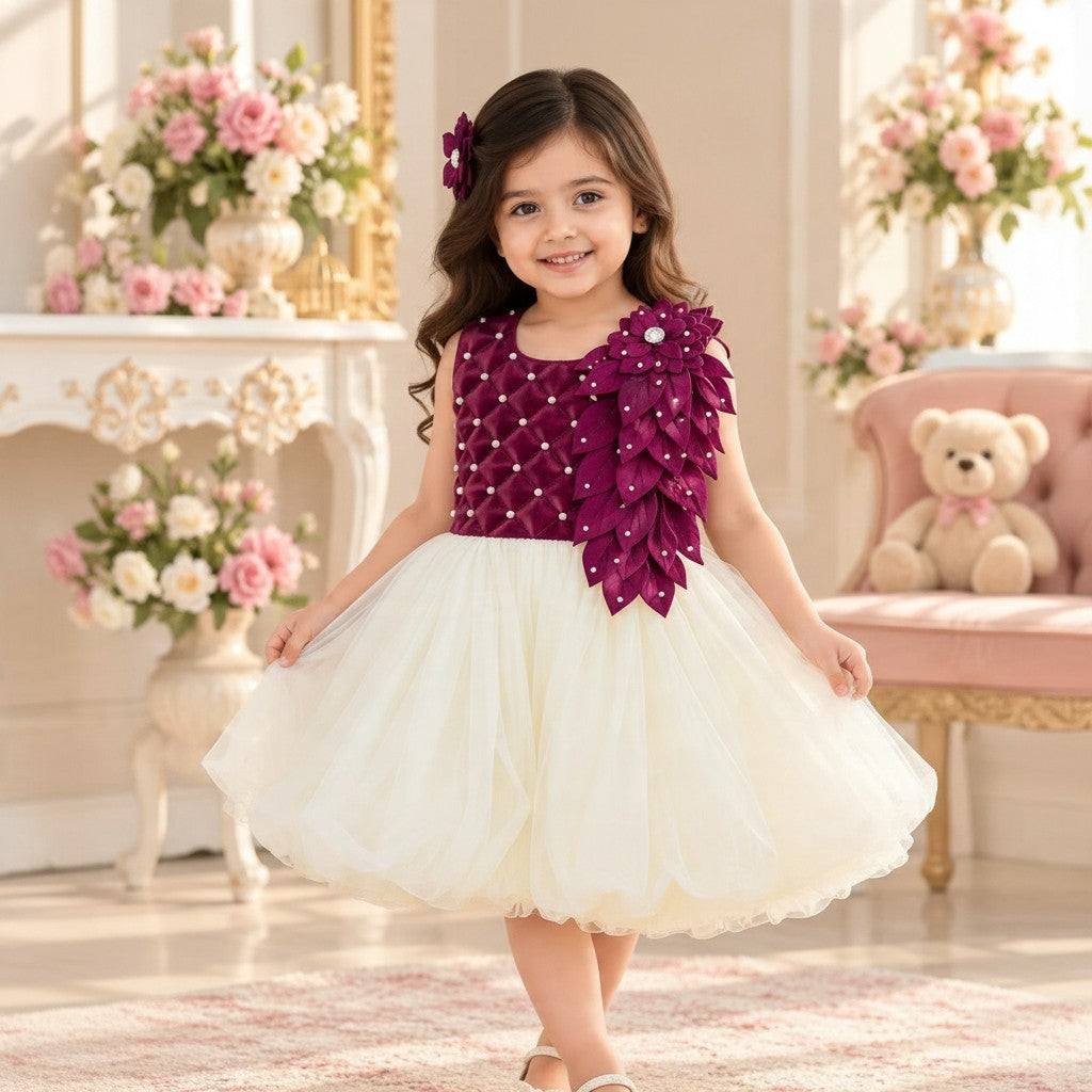 Purple & Ivory Princess Frock for Girls
