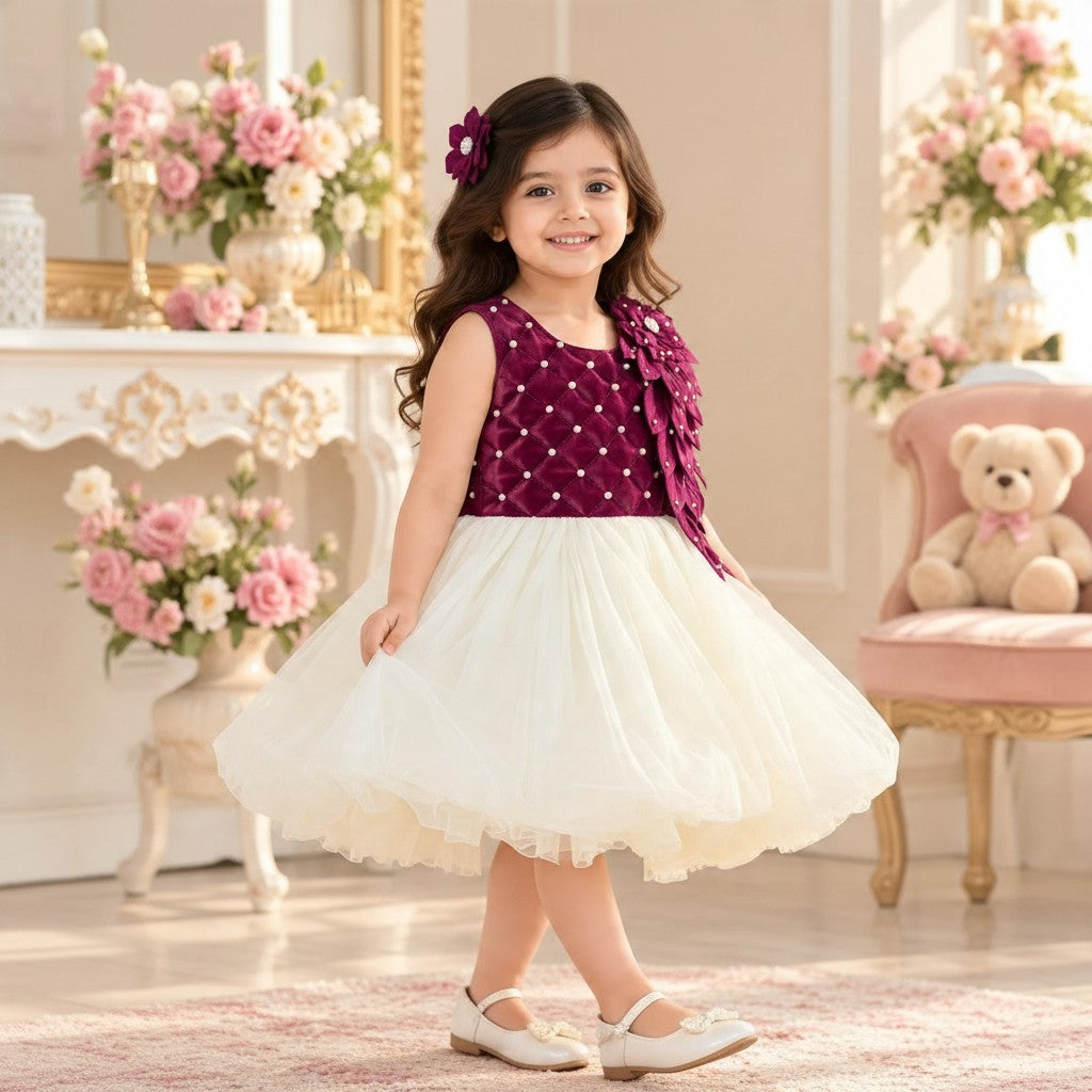 Purple & Ivory Princess Frock for Girls
