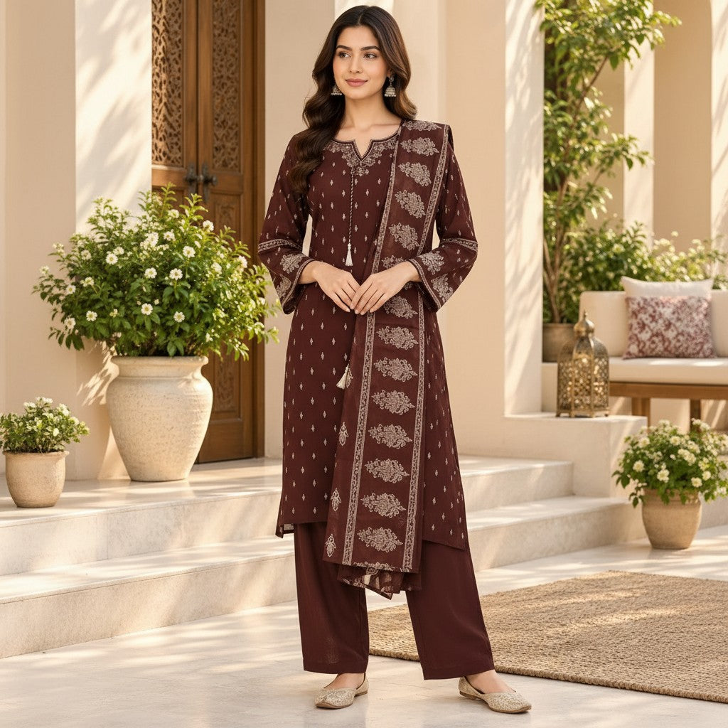 Chocolate Brown Kurti Set