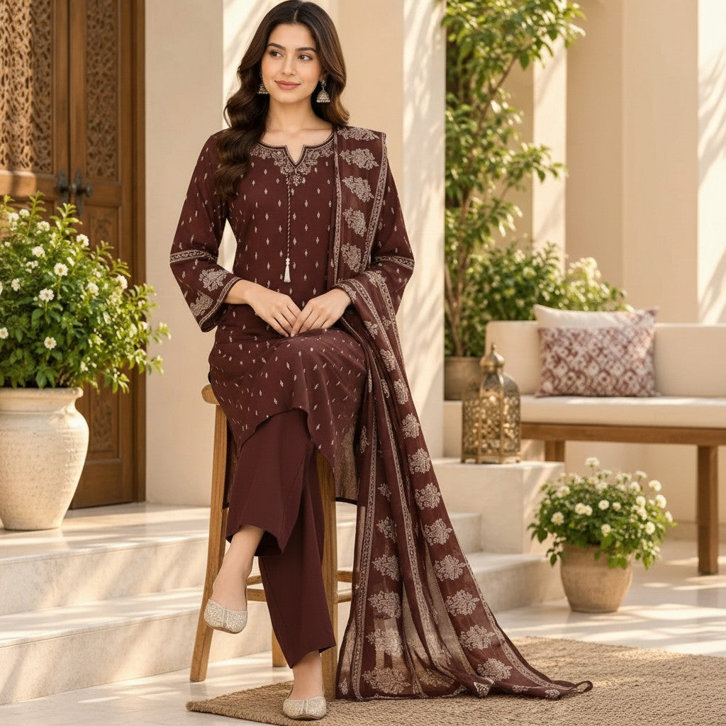 Chocolate Brown Kurti Set